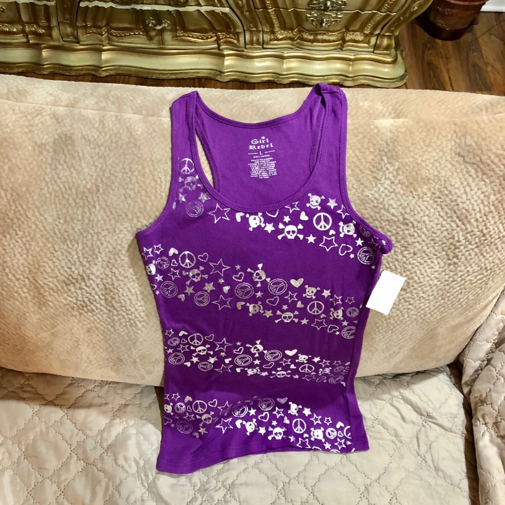 Girl Rebel New Purple/Silver Tank Top